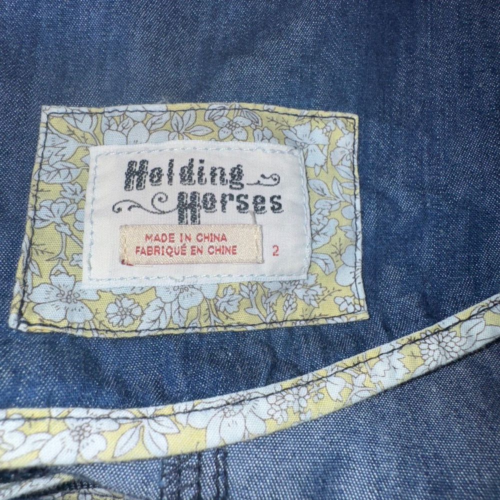 Anthropologie Holding Horses Women Denim Blue Dress Sleeveless Fit/Flair Size 2 - Picture 12 of 12